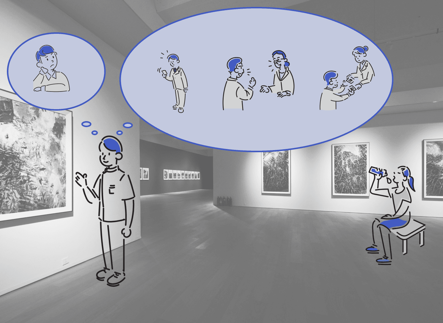 美术馆中的社交互动场景